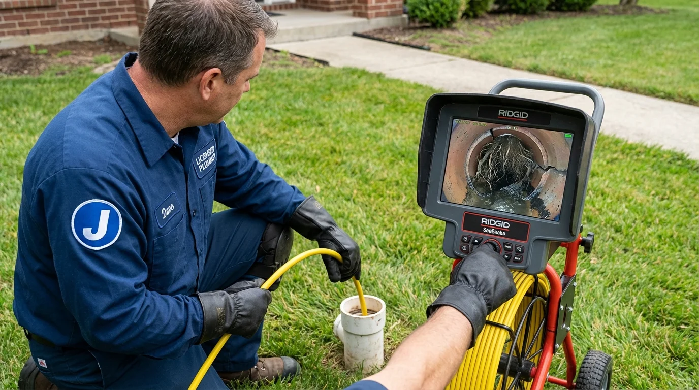 Sewer camera inspection being performed by Johns Plumbing LLC in Advance