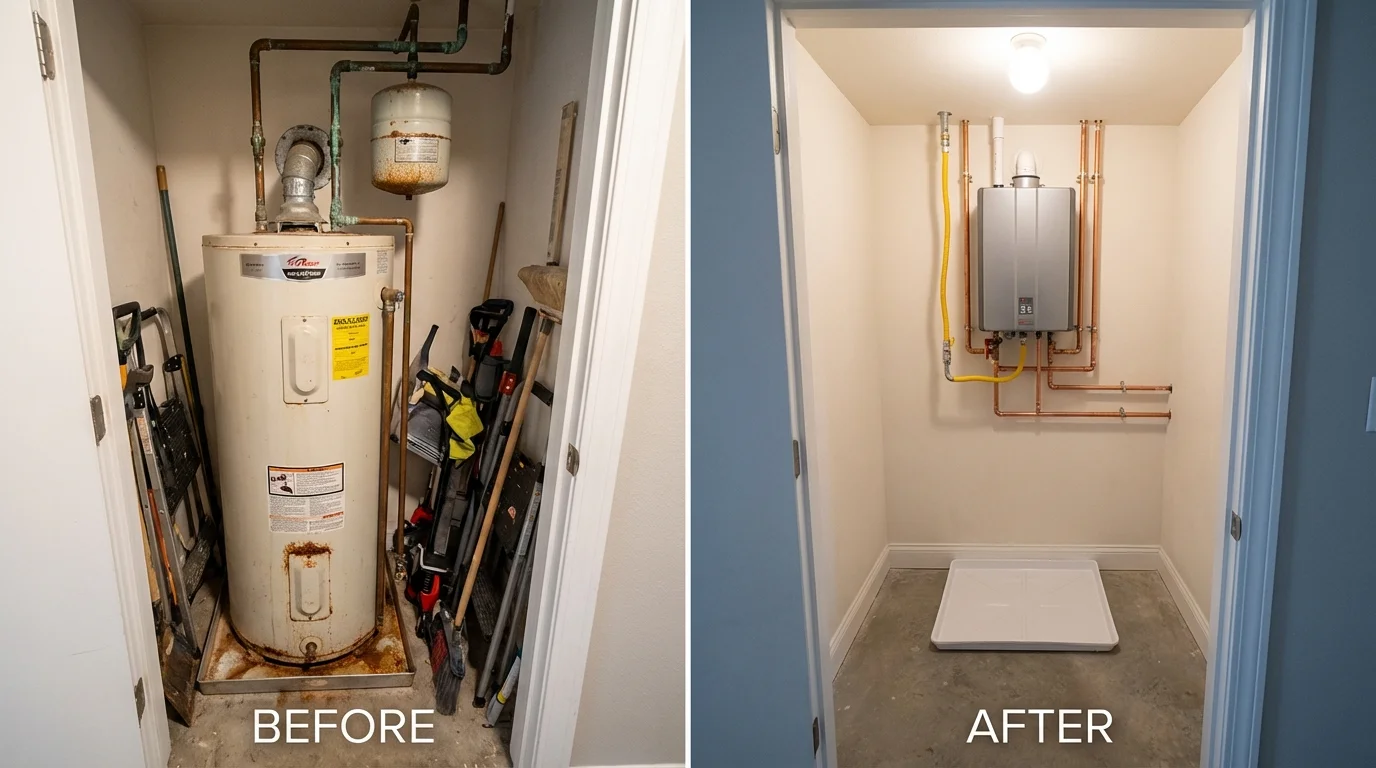 Tank water heater versus wall-mounted tankless unit comparison for Advance, MO homeowners